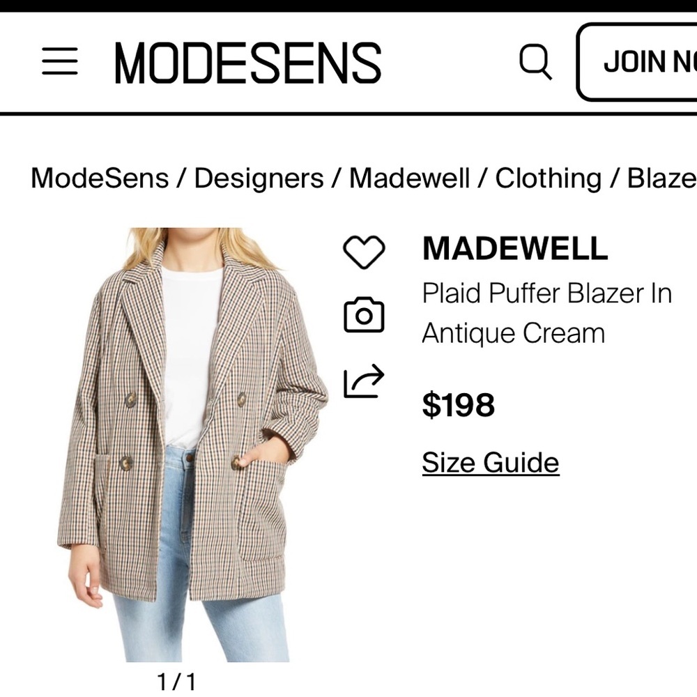 Madewell Oversized Padded Houndstooth Jacket Double-Breasted Coat - Picture 2 of 12